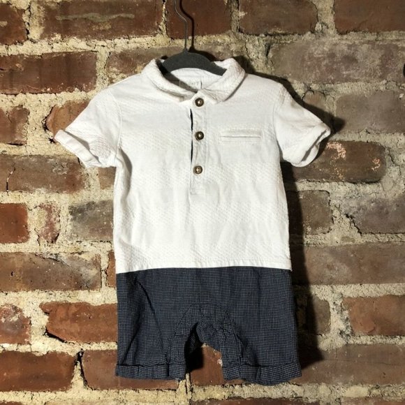 Florence and Fred Polo Black & White Romper 6-9M - Picture 1 of 8